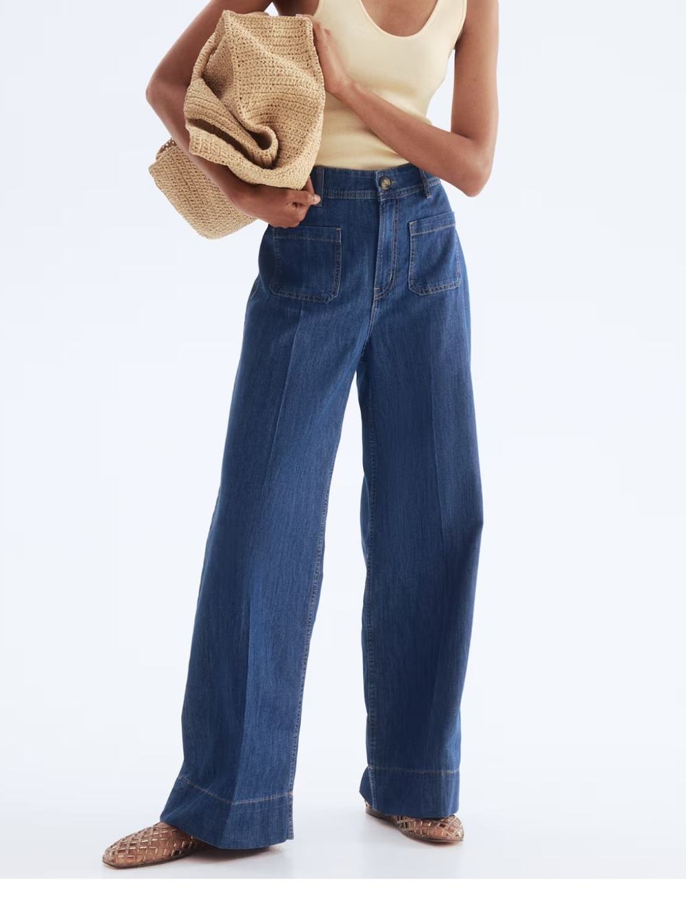 H&M Women’s Relaxed Wide-Leg Jeans in Deep Blue